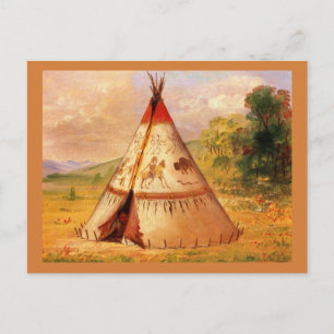 Cartão Postal Crow WigWam. George Catlin's Vintage Art