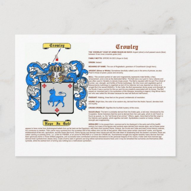 Cartão Postal Crowley (significando) (Frente)