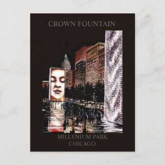 Cartão Postal Crown Fountain Millenium Park Randsom Art