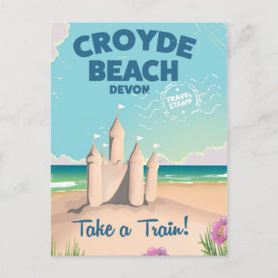 Cartão Postal CROYDE BEACH Devon Viagens vintage