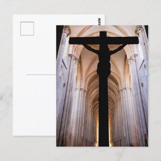 Cartão Postal Crucifixo com Jesus Cristo. Abadia de Alcobaca Gót
