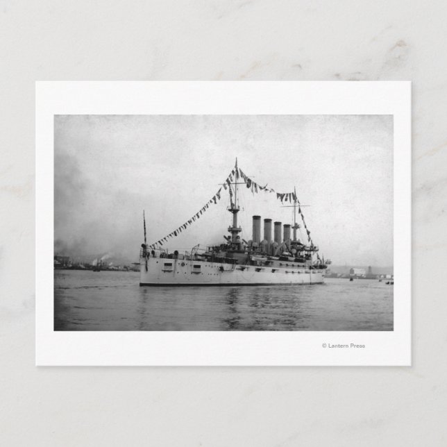 Cartão Postal Cruiser Washington ancorado em Seattle Harbor (Frente)