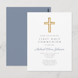 Cartão Postal Cruz Azul Desbotado Menino Religioso Primeira Comu