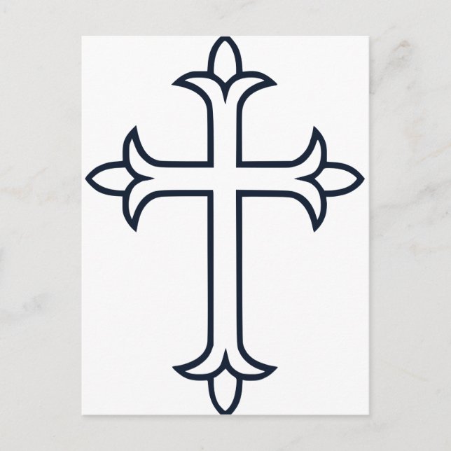 Cartão Postal Cruz Cristã Clássica Arte Minimalista Fina (Frente)