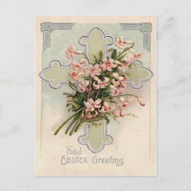 Cartão Postal Cruz Cristã Margarida Rosa (Frente)
