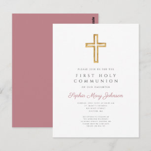 Cartão Postal Cruz Rosa Empoeirada Menino Comunhão Religiosa