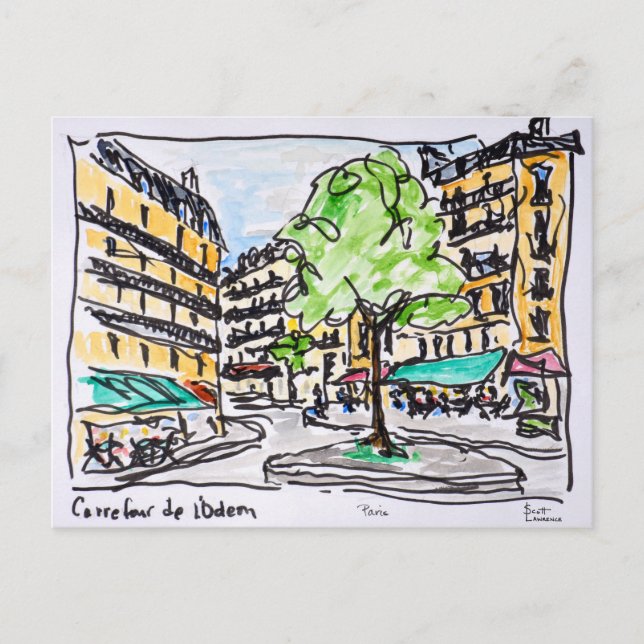 Cartão Postal Cruzamento do Odeon, Paris, França (Frente)