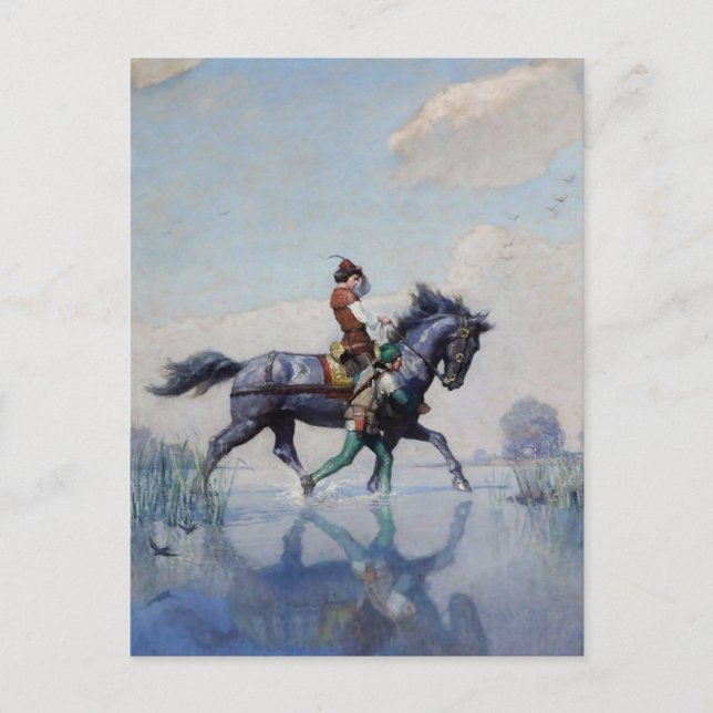 Cartão Postal "Cruzando as Fens", por NC Wyeth (Frente)