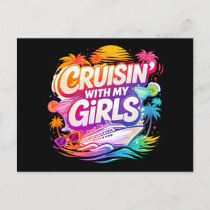 Cartão Postal Cruzando Divertido com Minhas Amigas Navio de Cruz
