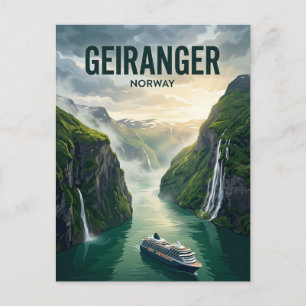 Cartão Postal Cruzeiro no Geirangerfjord Noruega