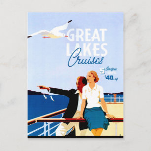 Cartão Postal cruzeiros de lagos excelentes, casal num barco, co