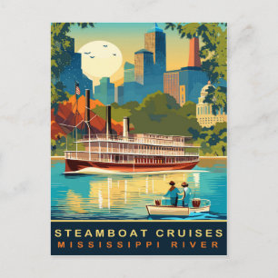 Cartão Postal Cruzeiros de Steamboat, Rio Mississippi, Viagem