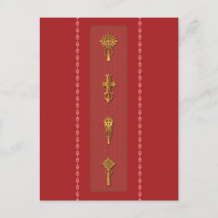 Cartão Postal Cruzes Ortodoxas Etíopes – Dourado sobre Vermelho