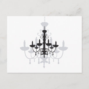 Cartão Postal Crystal Chandelier Black Gothand Shadow