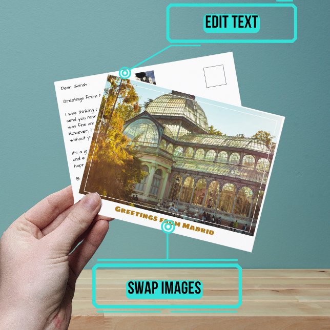Cartão Postal Crystal Palace Retiro no Madri Espanha Modern (Share your experiences with these stylish template postcards.)