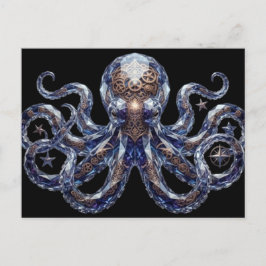 Cartão Postal Crystalline Steampunk Octopus