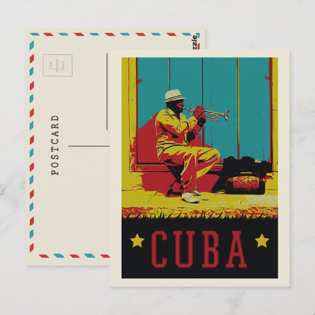Cartão Postal Cuba Caribe músico típico de Havana Postcard (Frente/Verso)