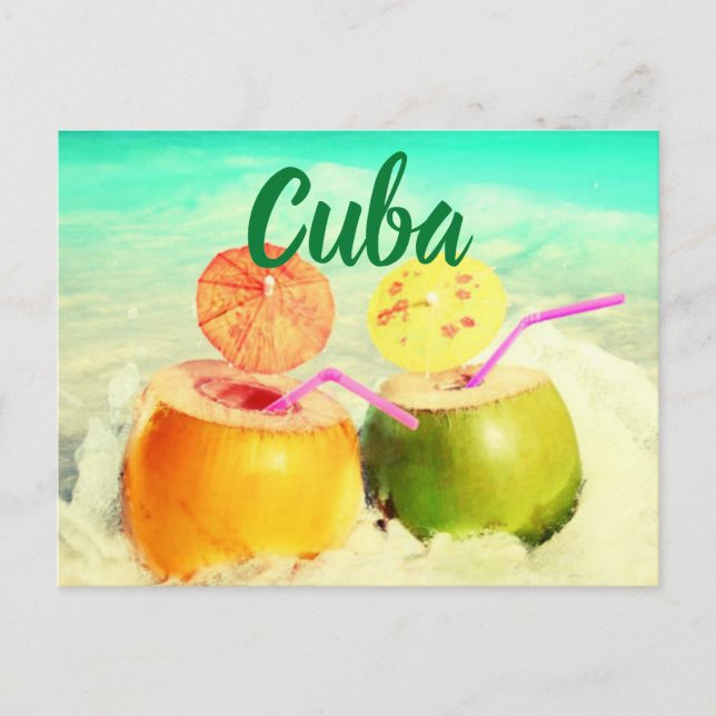 Cartão Postal Cuba coconuts (Frente)