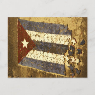 Cartão Postal CUBA, Havana. Quebra-cabeça Mosaico da bandeira cu