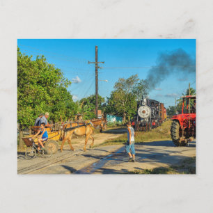 Cartão Postal Cuba: Passagem de ferrovia ocupada.
