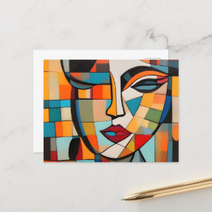 Cartão Postal Cubismo Abstrato Lady Face
