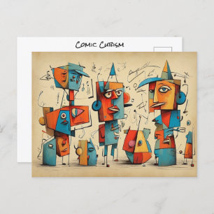 Cartão Postal Cubismo Engraçado Vintage Artista Maravilha Escriv