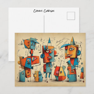 Cartão Postal Cubo Cômico Divertido Artista Maravilha Rabiscado 