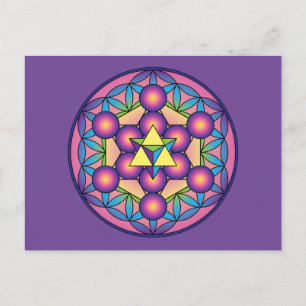 Cartão Postal Cubo de Metatron Merkaba na Flor da Vida