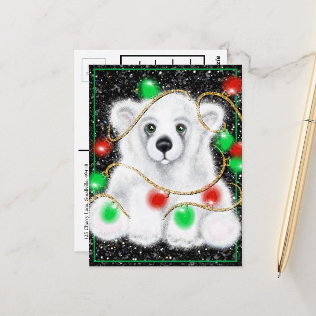 Cartão Postal Cubo de urso polar, Papai noel (Frente/Verso In Situ)