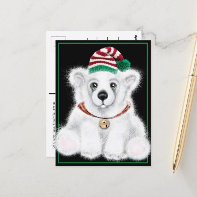 Cartão Postal Cubo de urso polar, Papai noel (Frente/Verso In Situ)