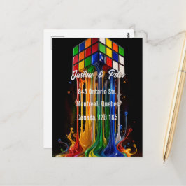 Cartão Postal Cubo Mágico de Arco-íris Cromado Derretendo