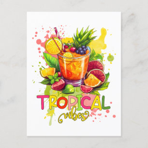 Cartão Postal Cubos Tropicais - Frutas de Aquarelas do Verão Vib