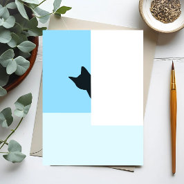 Cartão Postal Cucu | Pintura de Gato Espiando ao Redor da Quina