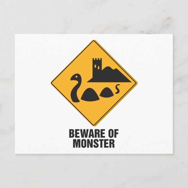 Cartão Postal Cuidado Com Loch Ness Monster (Frente)