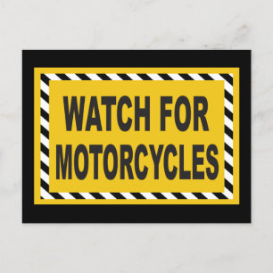 Cartão Postal Cuidado com o sinal de aviso de motocicleta