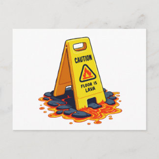 Cartão Postal Cuidado: O Chão É Lava - Sinal de Piso Molhado