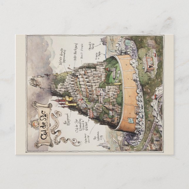 Cartão Postal Cul de Sac e lugares adjacentes por Richard Thomps (Frente)