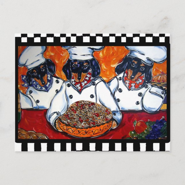 Cartão Postal Culinária Dachshund (Frente)