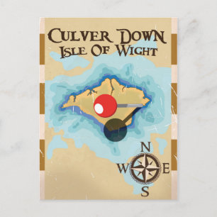 Cartão Postal Culver Down Isle de peso poster de viagens Inglate