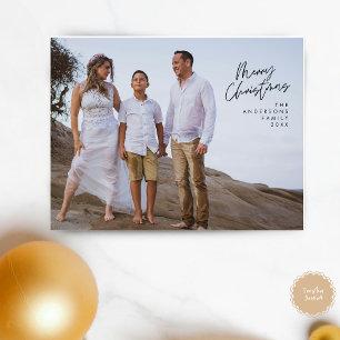 Cartão Postal Cumprimento Moderno, Foto de Família Feliz Natal