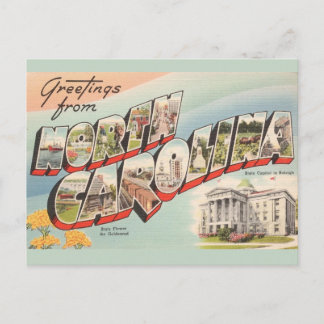Cartão Postal Cumprimento Vintage da Carolina do Norte