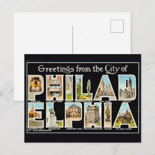 Cartão Postal Cumprimento vintage da Filadélfia