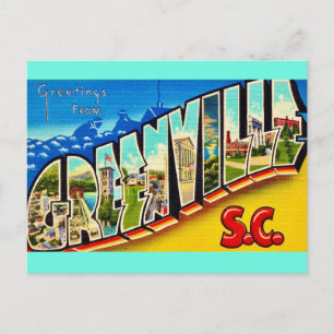 Cartão Postal Cumprimento Vintage Greenville SC