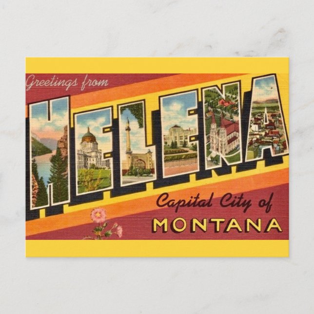 Cartão Postal Cumprimento Vintage Helena MT (Frente)