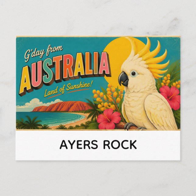 Cartão Postal cumprimentos da rocha Ayers, Austrália (Frente)