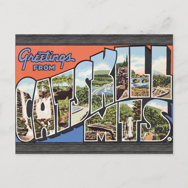 Cartão Postal Cumprimentos de Catskill Mts., vintage (Frente)