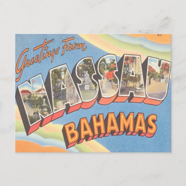 Cartão Postal Cumprimentos de Nassau Bahamas (Frente)