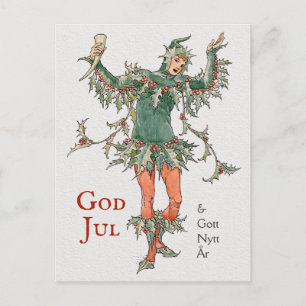 Cartão Postal Cumprimentos de Natal Walter Crane Holly (Järneksm