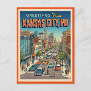 Cartão Postal Cumprimentos Kansas City MO Retro Main St