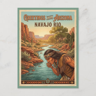 Cartão Postal Cumprimentos Retro Nativos Americanos do Arizona